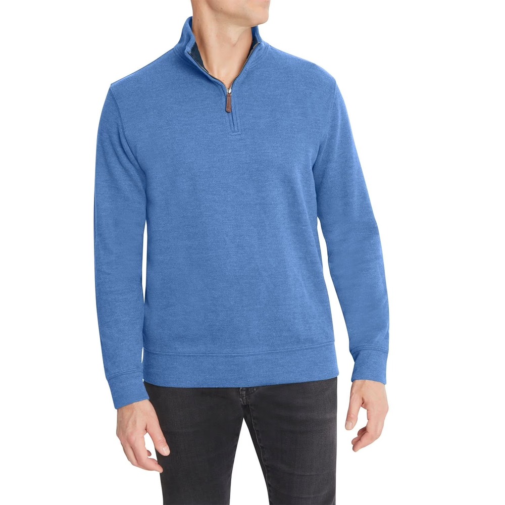 Lands' End Mens Ribbed Quarter Zip Pullover Sweater Blue XXL NWT